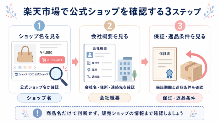 楽天市場で公式ショップを確認する3ステップ
