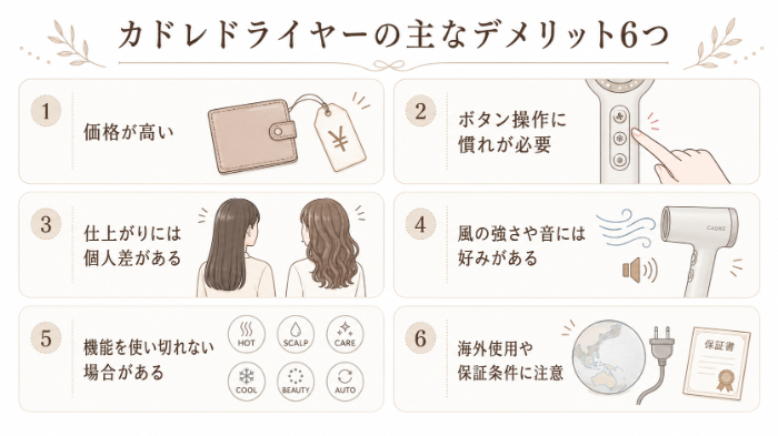 カドレドライヤーの主なデメリット6つ
